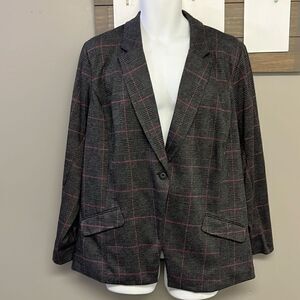 Torrid Plaid Grey/Black/Purple One Button Aline Blazer- Size 3/3XL- NWOT